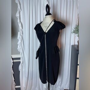Cartise Black Cocktail Dress with Front Zipper Size 6